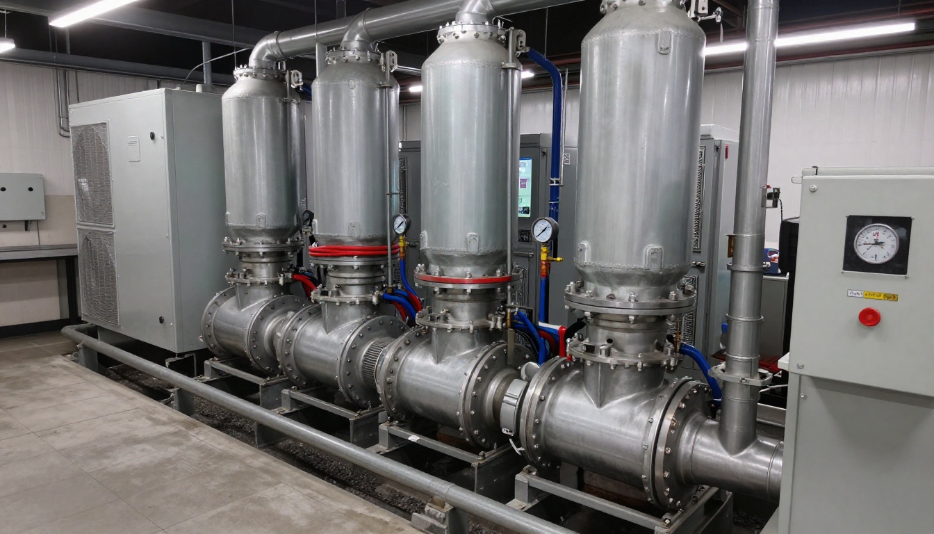 Close-up of the inner workings of a chiller unit in a Toronto condo, showing pipes and coils