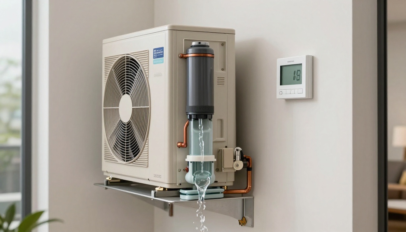Close-up of a sump pump in a condo basement showing clear water discharge during spring in Toronto