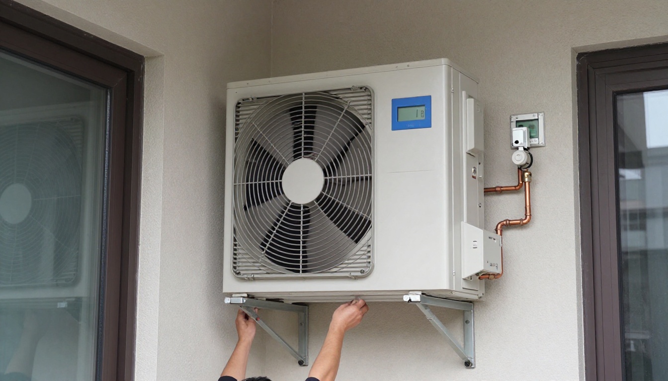 Technician repairing a fan coil unit in a Richmond Hill condo Technician repairing a fan coil unit in a Richmond Hill condo