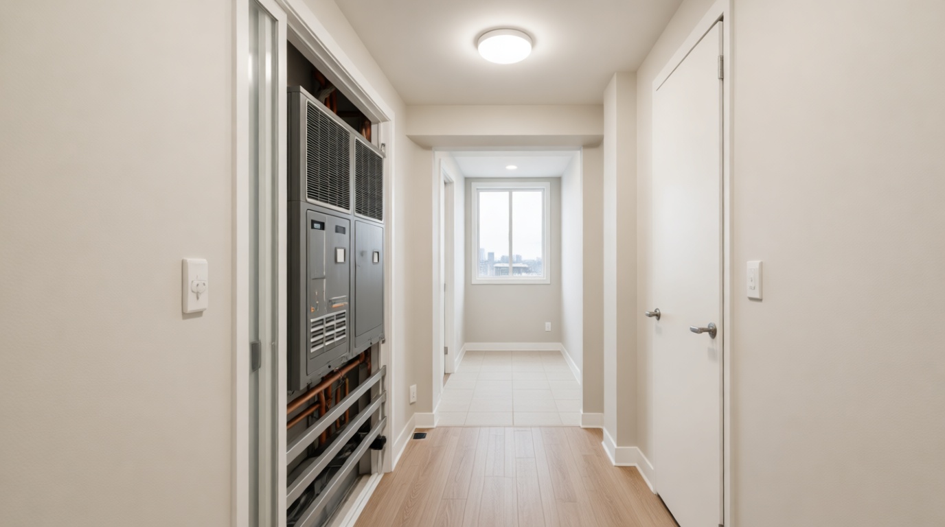 Condo building skyline in Richmond Hill. Photorealistic.