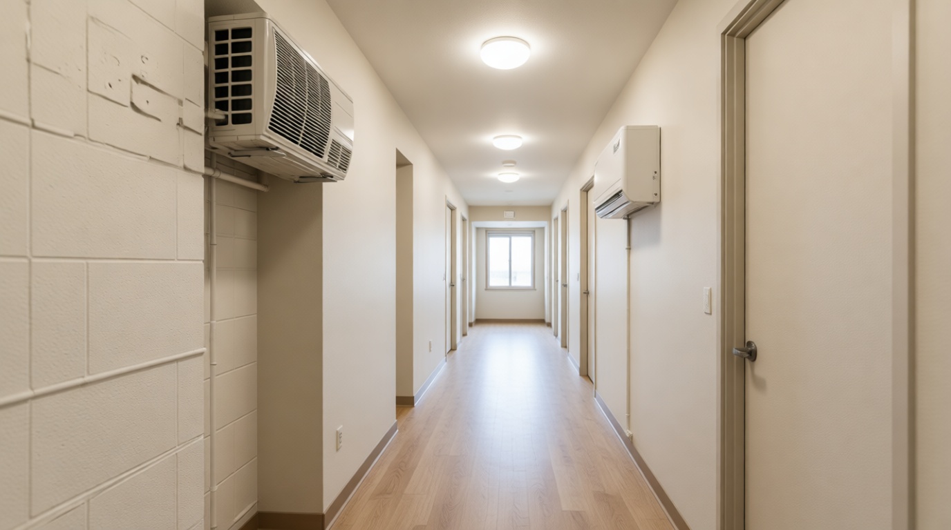 modern high-rise condo hallway in Markham