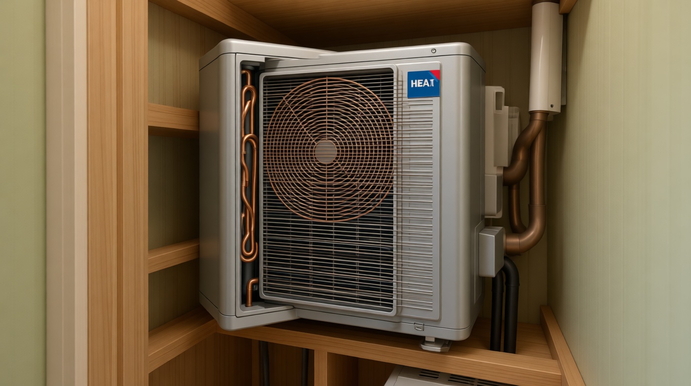 Close-up of an HVAC filter installed inside a condo&rsquo;s fan coil unit.