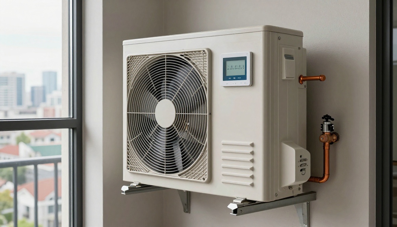 Close-up of a condo HVAC unit in Mississauga
