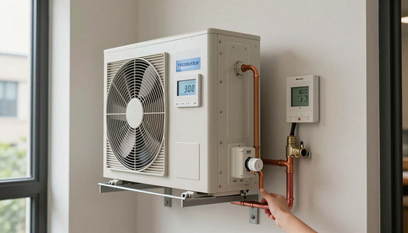Close-up of a low voltage thermostat installed in a Toronto condo suite, showing wiring and voltage details Close-up of a low voltage thermostat installed in a Toronto condo suite, showing wiring and voltage details