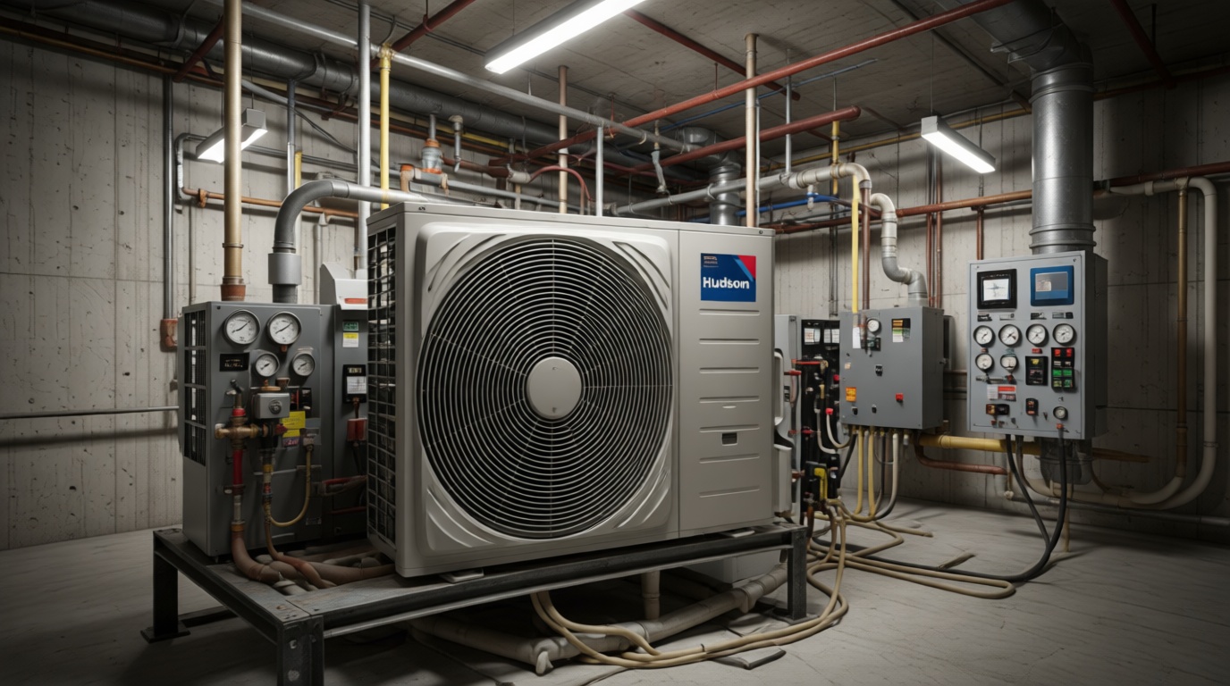 Close-up of a heat pump inside a Richmond Hill condo unit Close-up of a heat pump inside a Richmond Hill condo unit