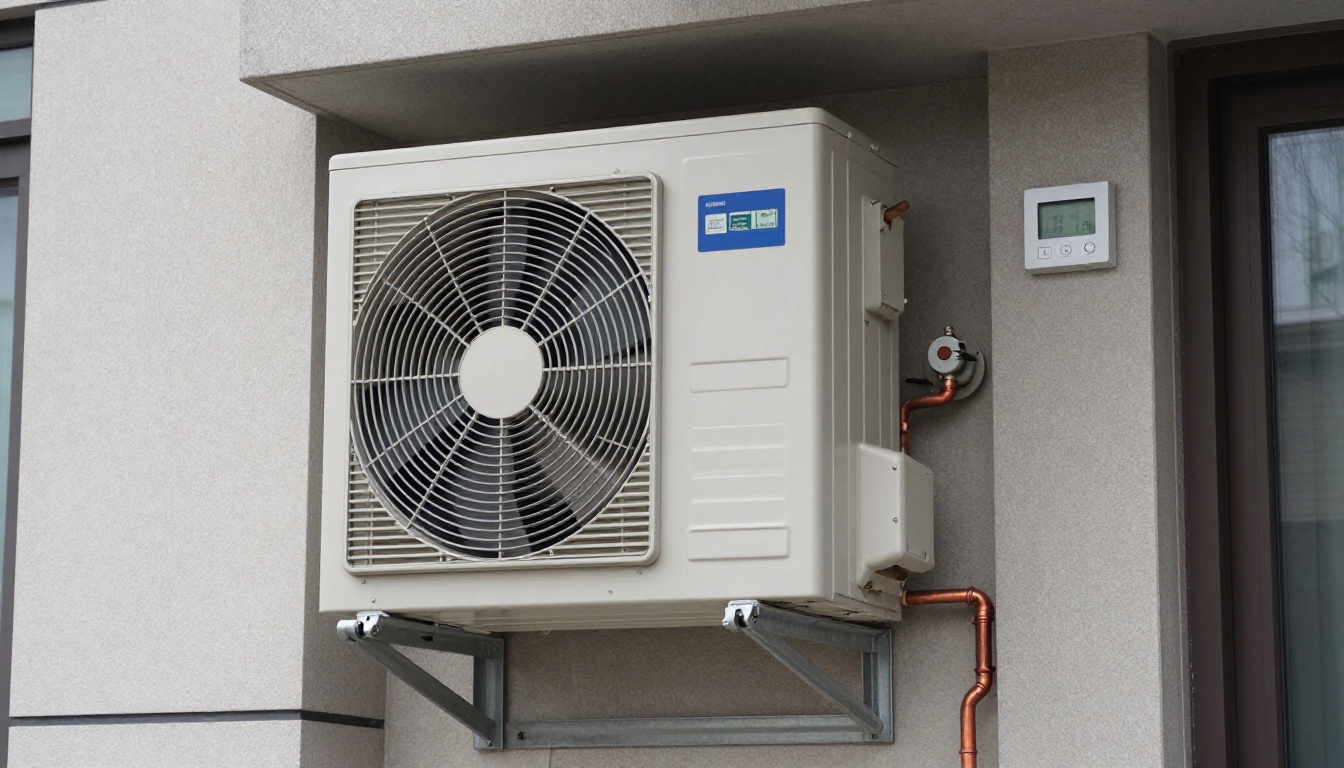 Close-up of a frozen condensate line on a fan coil unit during a Toronto winter Close-up of a frozen condensate line on a fan coil unit during a Toronto winter