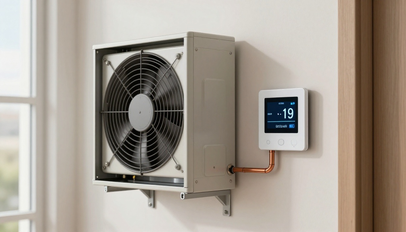 Close-up of a smart thermostat interface on a wall in a modern Toronto condo
