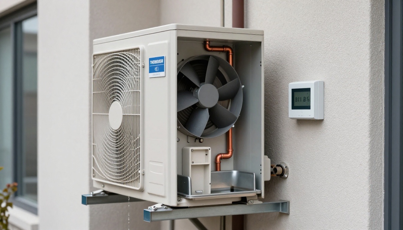 Close-up of a frozen condensate line on a fan coil unit during a Toronto winter Close-up of a frozen condensate line on a fan coil unit during a Toronto winter