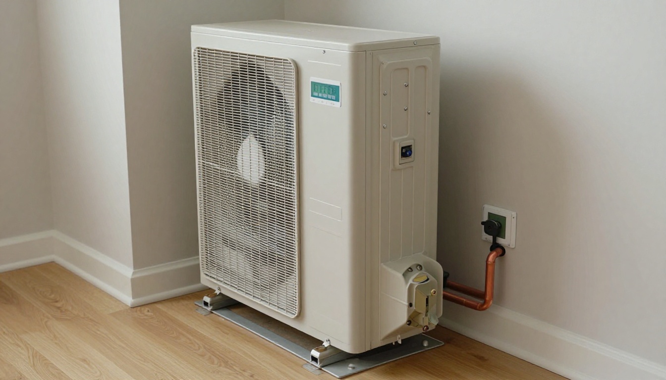 Close-up of the inside of a vertical condo fan coil unit showing the filter, hydronic coil, blower section, and copper piping in a modern Toronto condo closet Close-up of the inside of a vertical condo fan coil unit showing the filter, hydronic coil, blower section, and copper piping in a modern Toronto condo closet