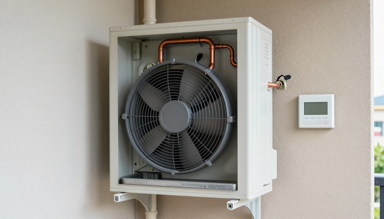Close-up of a heat pump contactor inside a condo HVAC unit.