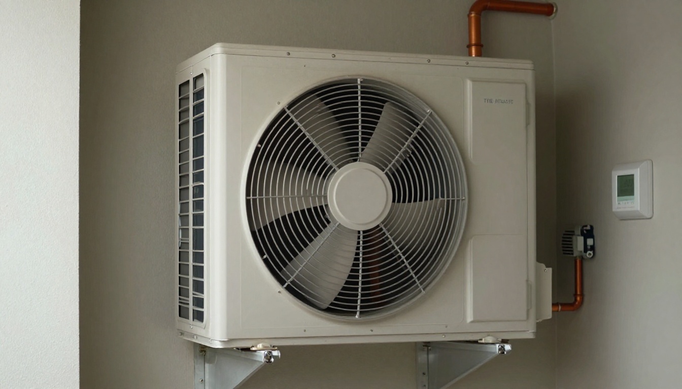 Close-up of a float switch inside a condo fan coil cabinet.