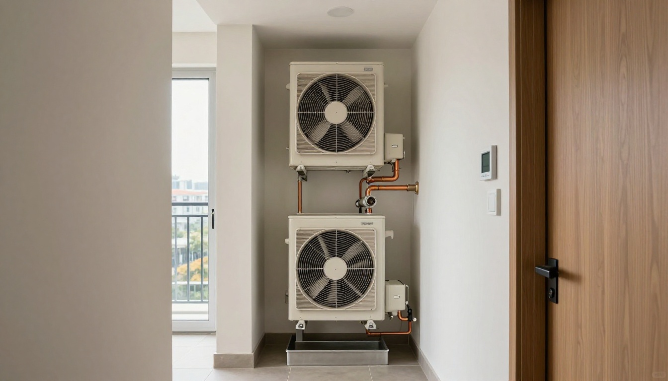 Modern condo skyline and high-rise corridor scene in Richmond Hill during fall, representing suite-level HVAC service Modern condo skyline and high-rise corridor scene in Richmond Hill during fall, representing suite-level HVAC service