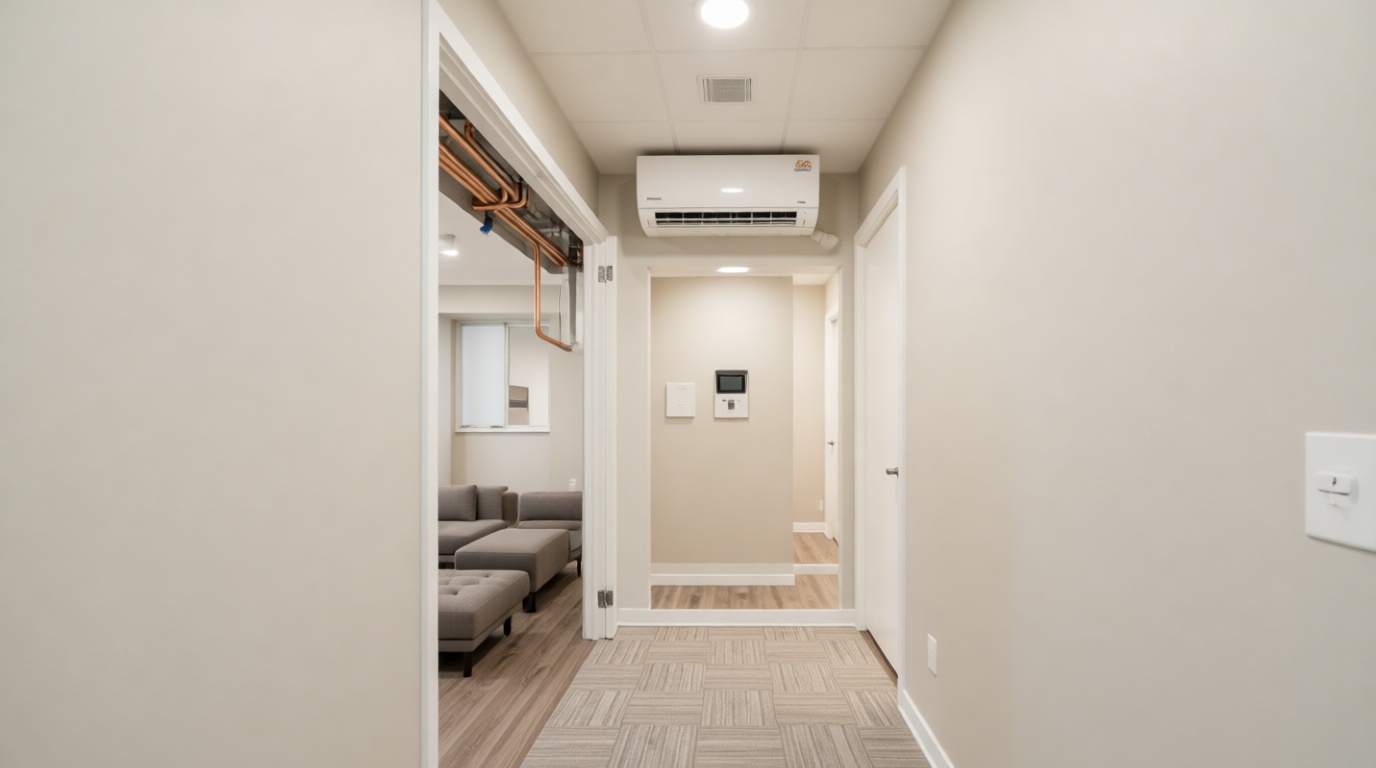 Close-up of HVAC equipment inside a North York condo