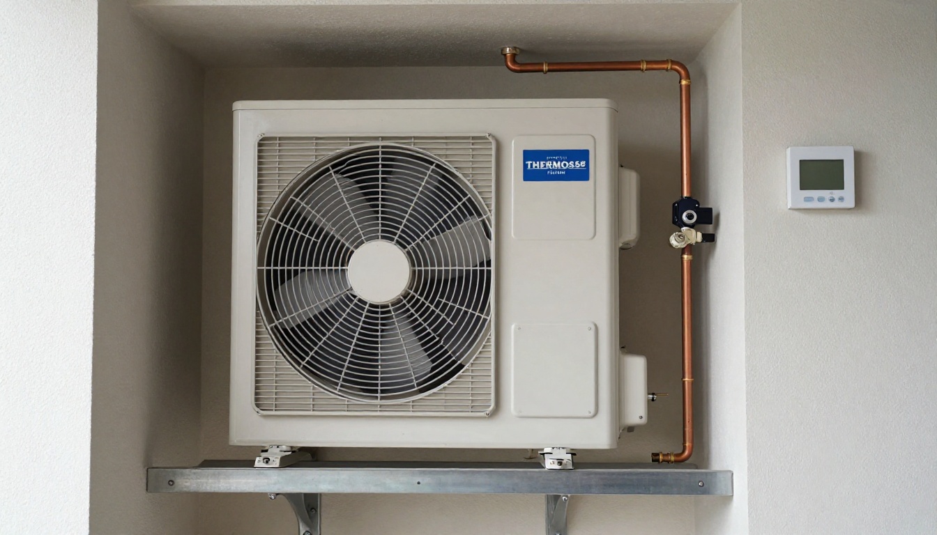 Technician installing a heat pump in a North York condo unit.