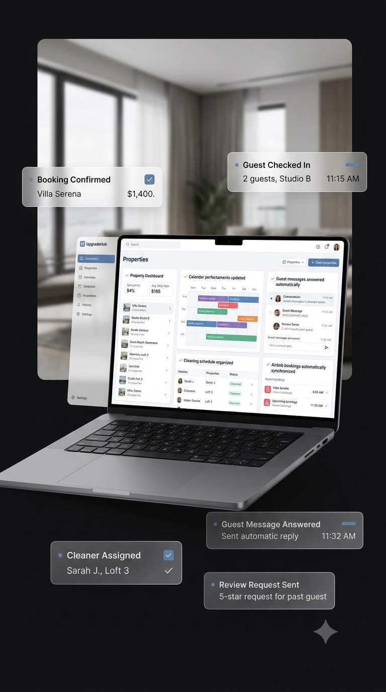 Host using smart management dashboard on laptop