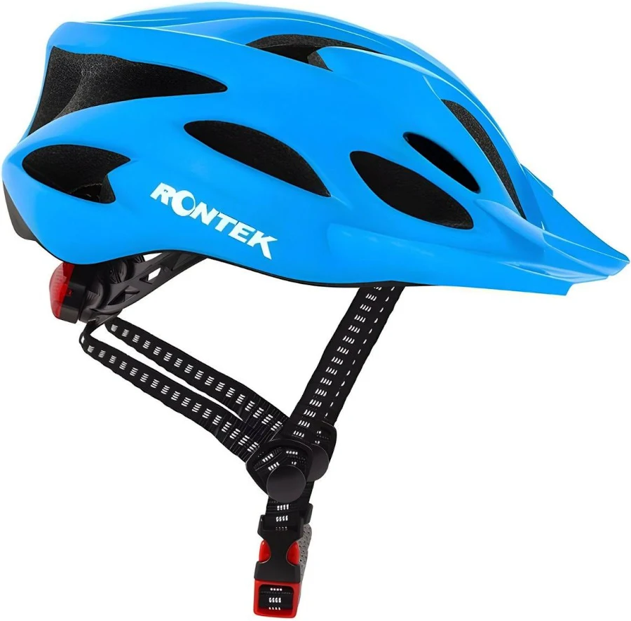 CAPACETE ADULTO PARA CICLISMO RT-58 COM LED AZUL CLARO