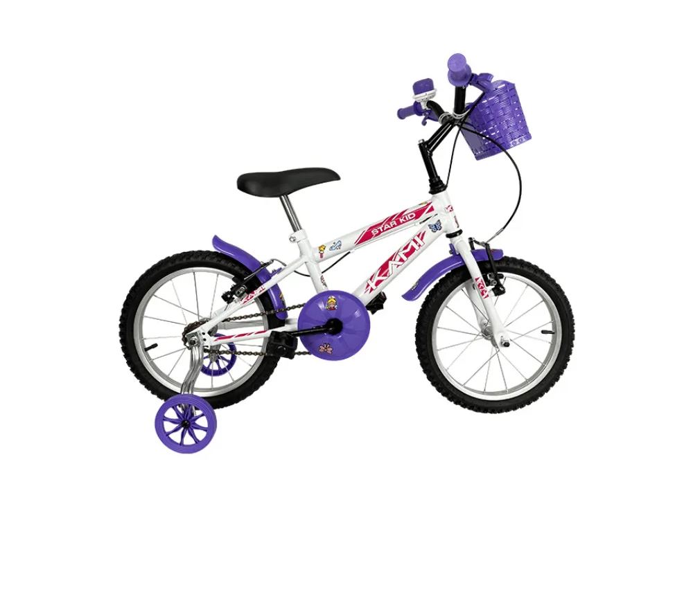 BICICLETA KAMI STAR KID PRINCESS BRANCO/LILAS ARO 16