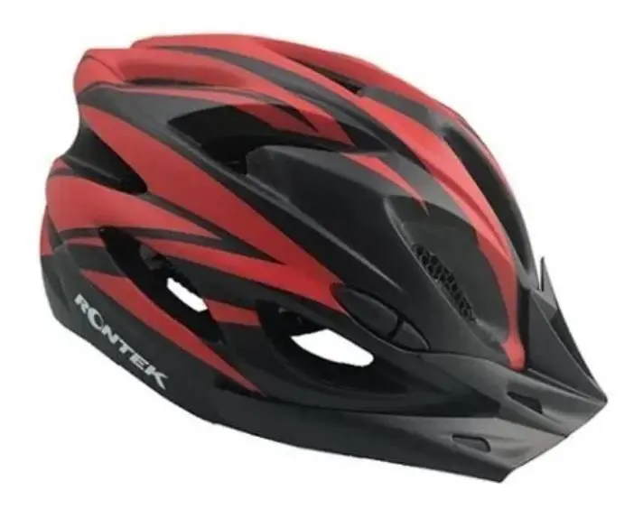 CAPACETE ADULTO PARA CICLISMO RT-58 COM LED PRETO/VERMELHO