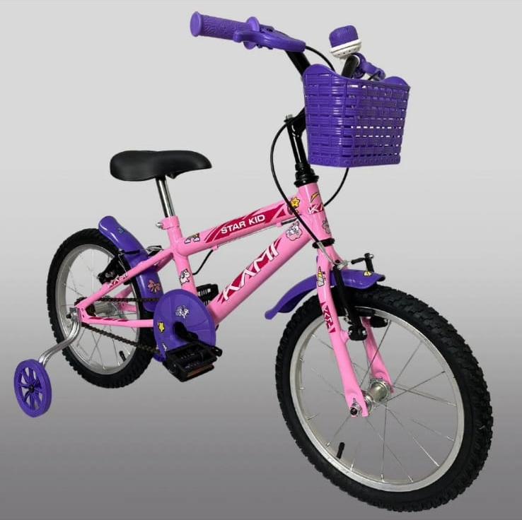BICICLETA KAMI STAR KID FAIRY ROSA BEBE/LILAS ARO 16