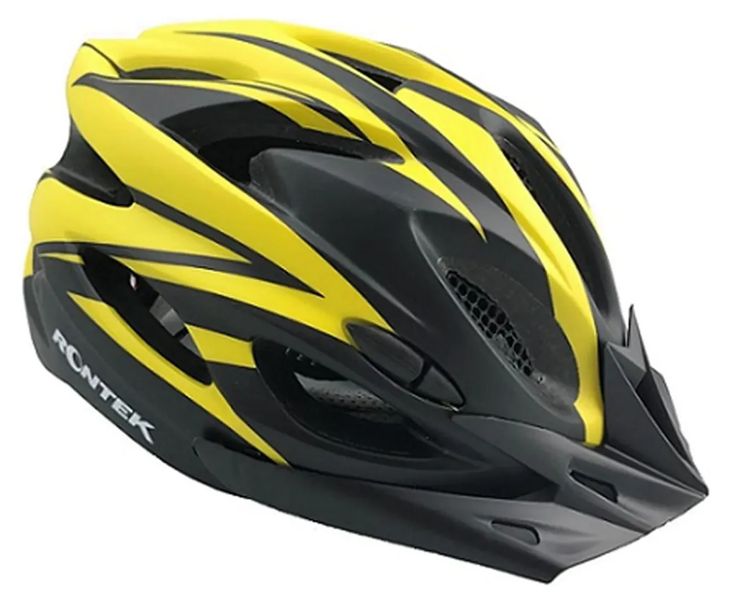 CAPACETE ADULTO PARA CICLISMO RT-58 COM LED PRETO/AMARELO