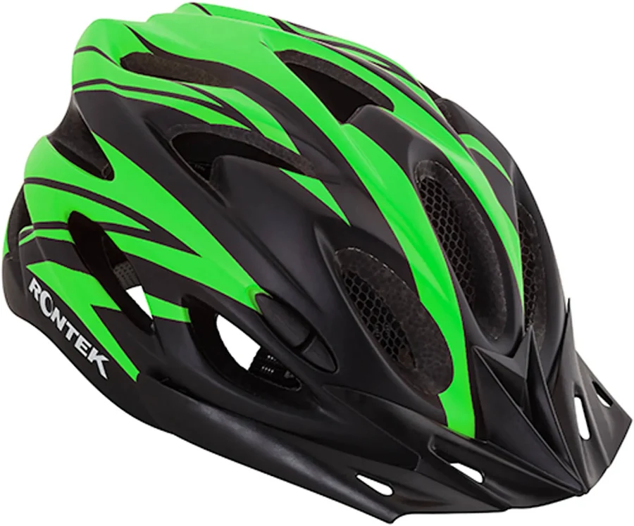 CAPACETE ADULTO PARA CICLISMO RT-58 COM LED PRETO/VERDE