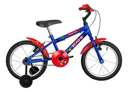 BICICLETA KAMI STAR KID SUPER AZUL HUNTER/VERMELHO ARO 16