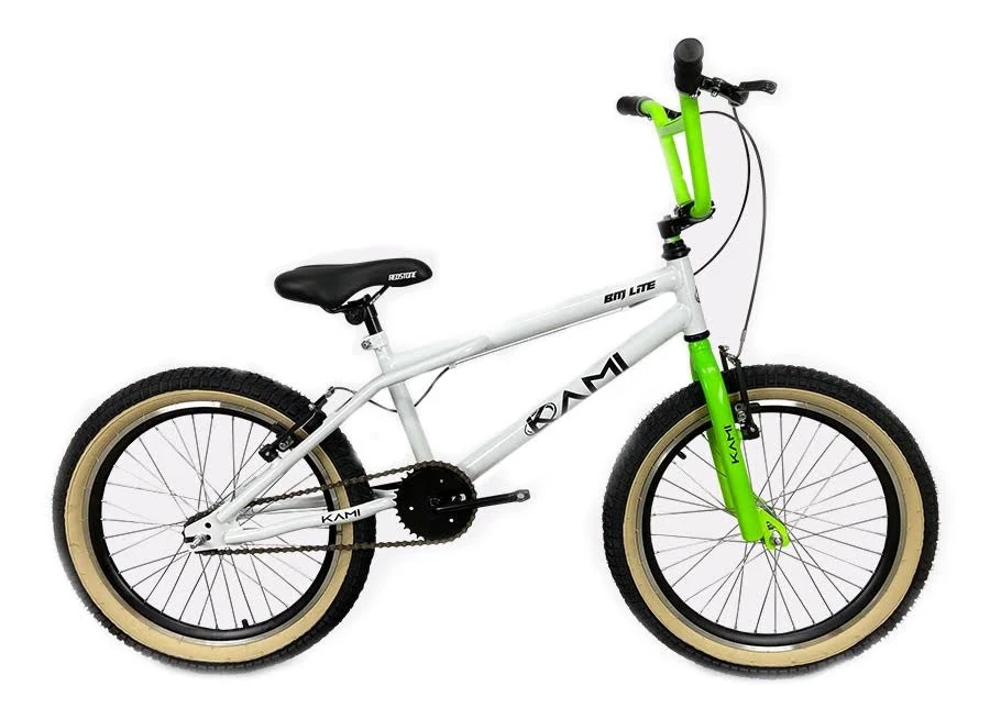 BICICLETA KAMI BM LITE BRANCO/VEDE NEON ARO 20