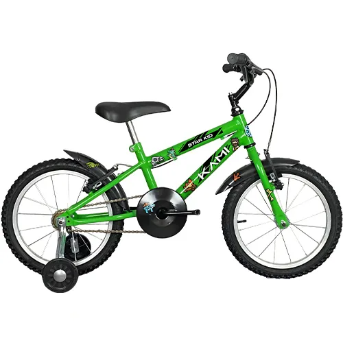 BICICLETA KAMI STAR KID DINO VERDE KAWASAKI/PRETO ARO 16