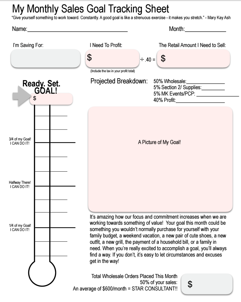 sales goal sheet