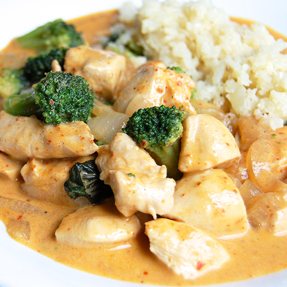 Chicken Panang Curry with Cauliflower Rice