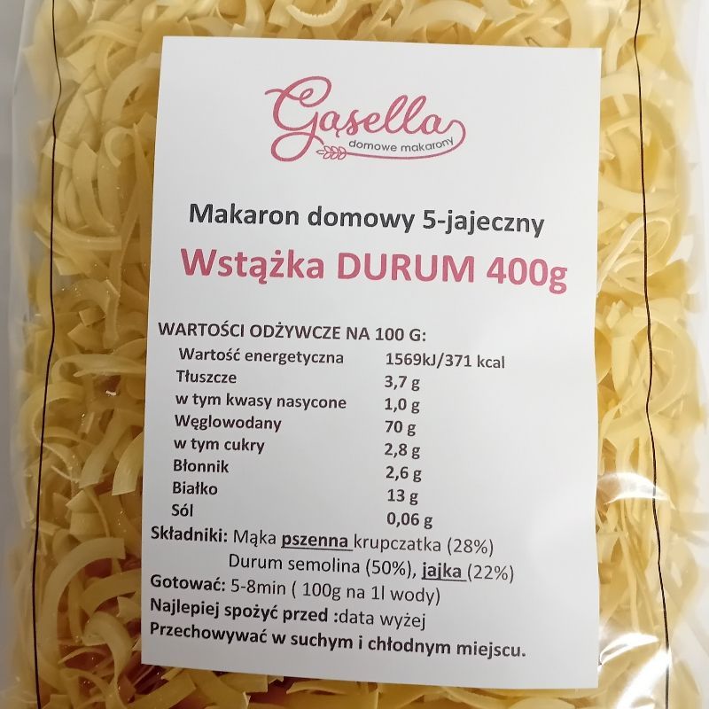 Gąsella Makaron 5-jajeczny WSTĄŻKA Durum 400 g