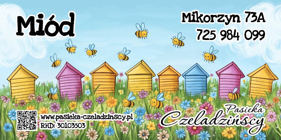 Baner sklepu Pasieka Czeladzińscy — Ślesin, Polska
