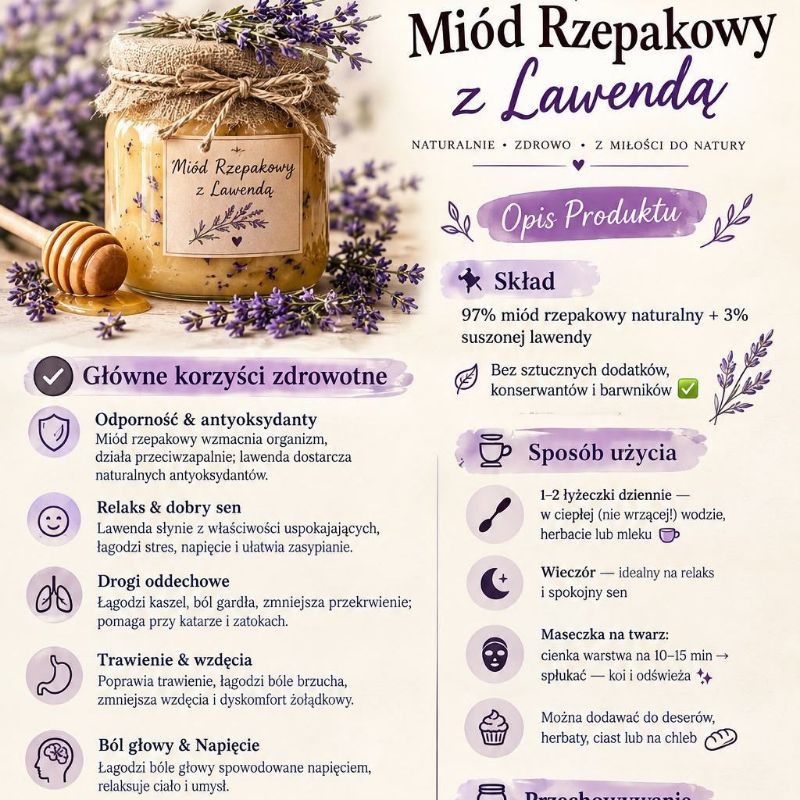 Miód rzepakowy z lawendo