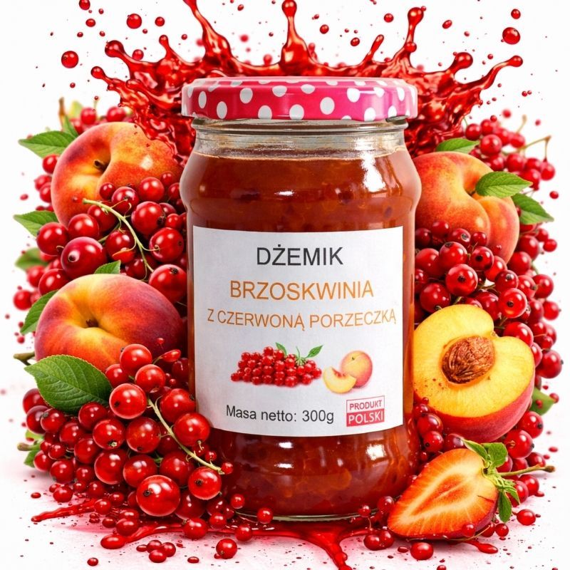 Dżemik brzoskwinia z czerwoną porzeczką