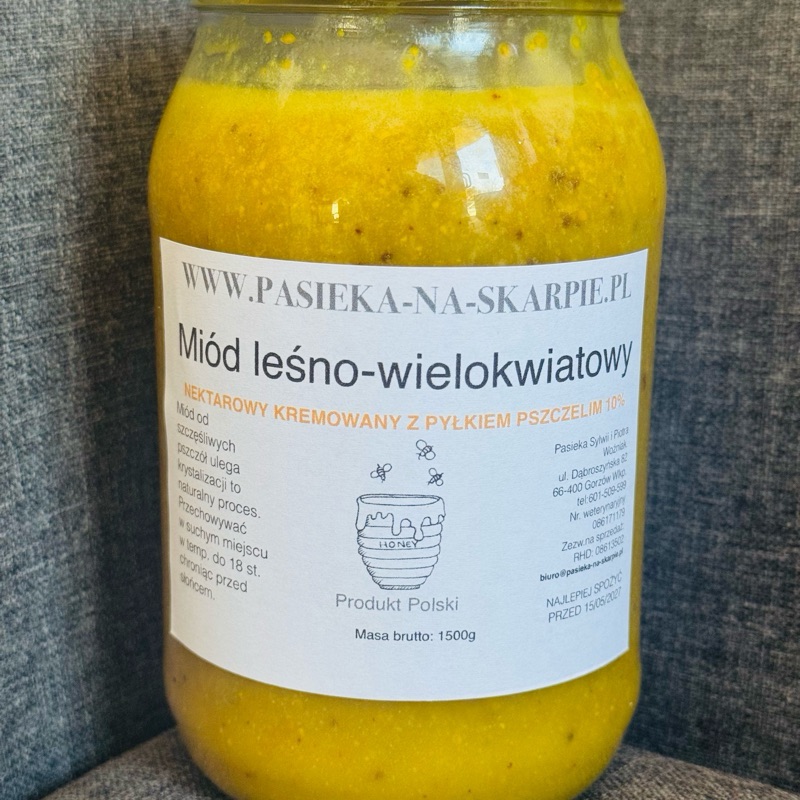 Miód leśny kremowany z pyłkiem 10%