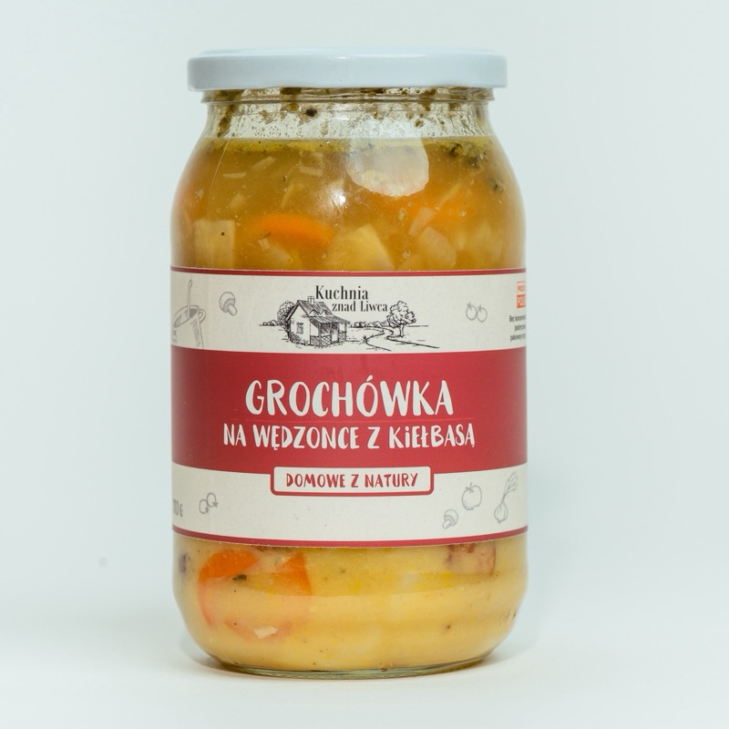 Grochówka na wędzonce z kiełbasą 900 ml