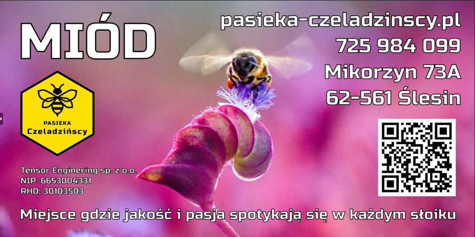 Baner sklepu Pasieka Czeladzińscy — Ślesin, Polska