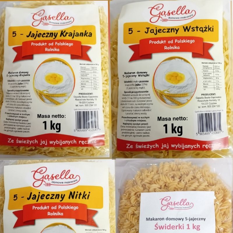 BOX Gąsella Makaron 5-jajeczny 4 x1kg MIX Świderki