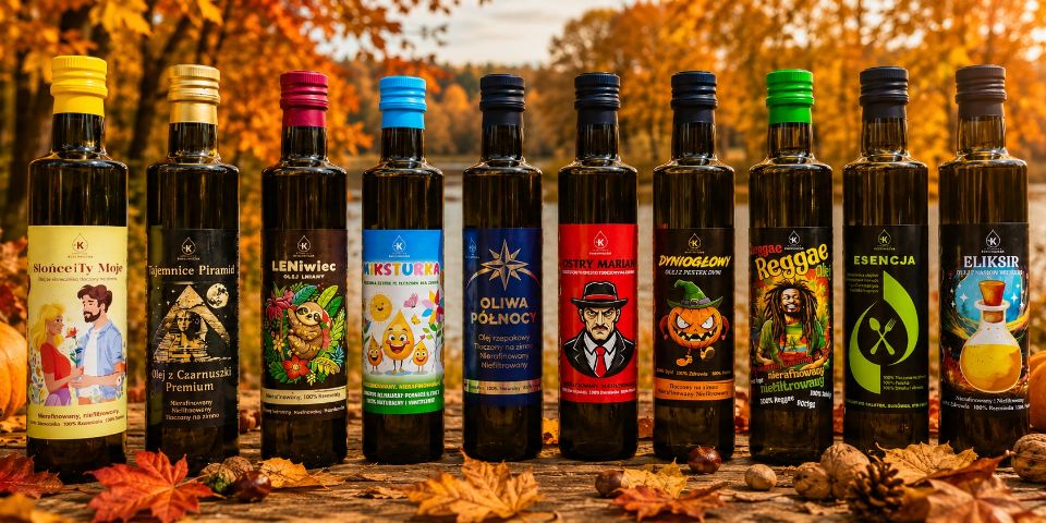 Baner sklepu Olejarnia Kozłowiecka Oleje Tłoczone na zimno  — Siedliska, Polska