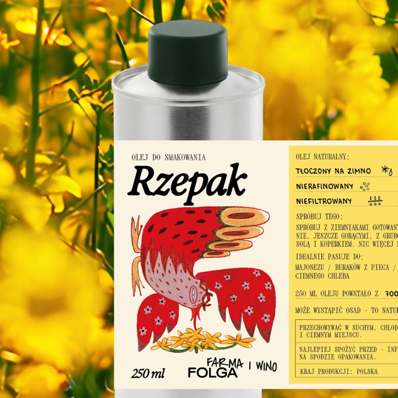 Olej rzepakowy 250ml, tłoczony na zimno 