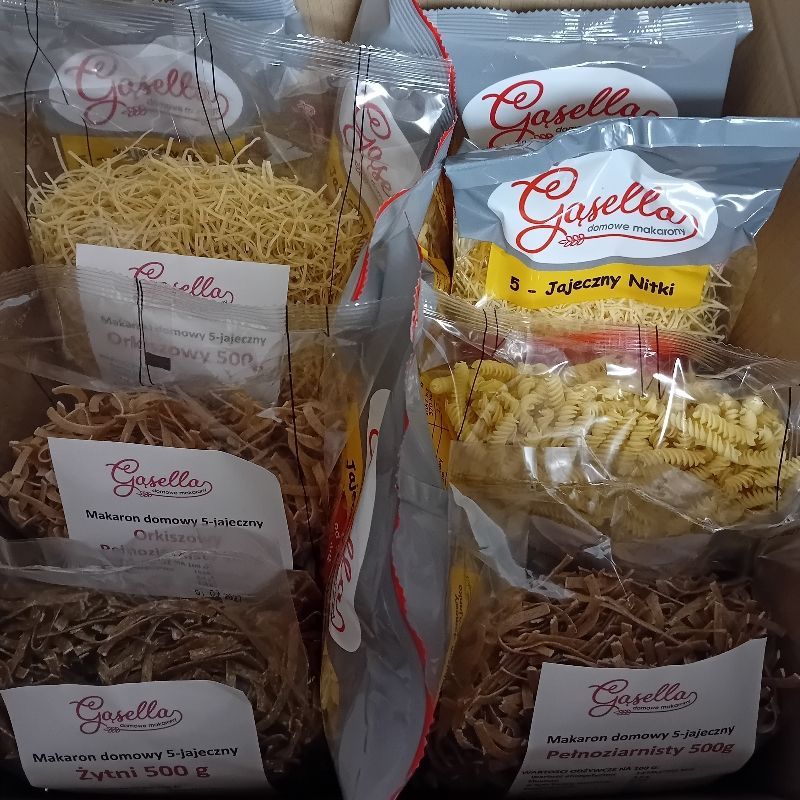 BOX Gąsella ZDROWY Makarony 5-jajeczne MIX 10x500g Orkisz, Swiderki (5kg)