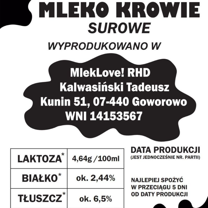 Mleko krowie 6.5% 1L. W butelce PET