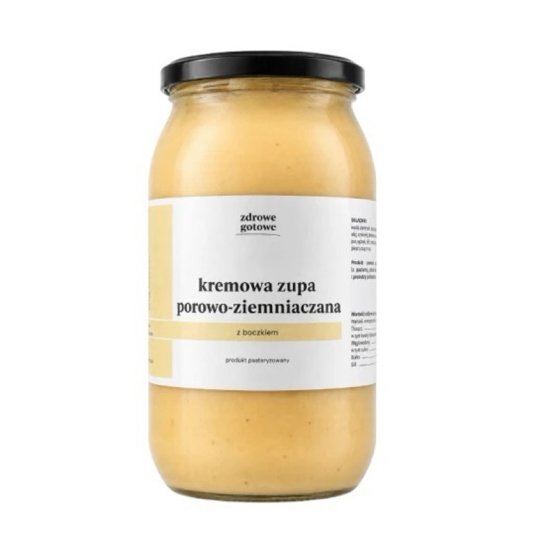 Kremowa zupa porowo-ziemniaczana z dodatkiem boczku