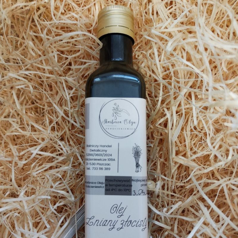 Olej lniany złocisty budwigowy 250ml tłoczony na zimno