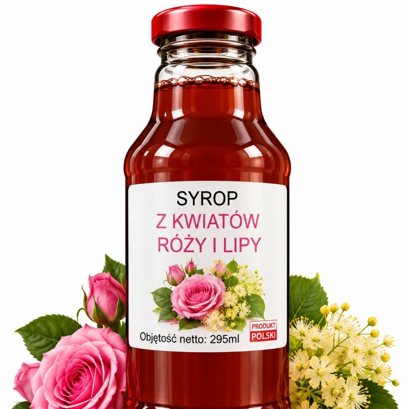 Syrop z kwiatów róży i lipy