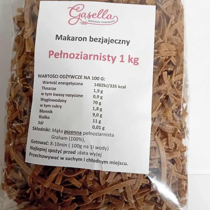 Gąsella Makaron BEZJAJECZNY Pełnoziarnisty GRAHAM 1kg