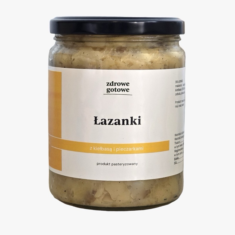 Łazanki z kiełbasą i pieczarkami