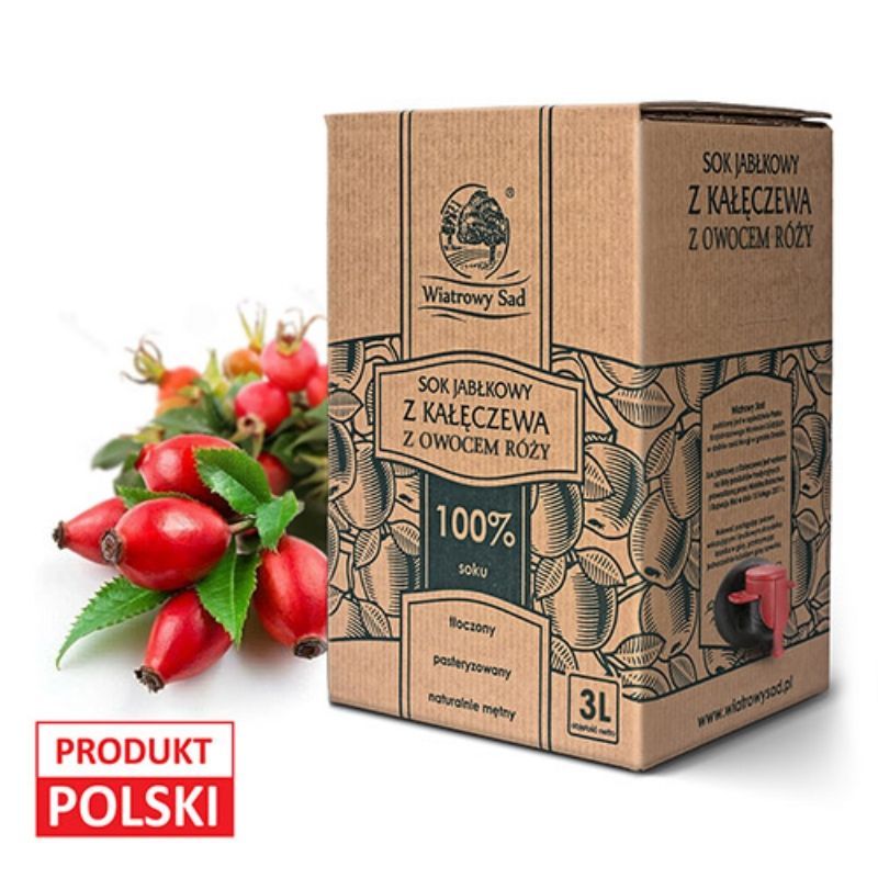 Sok jabłkowy z owocem róży 3l