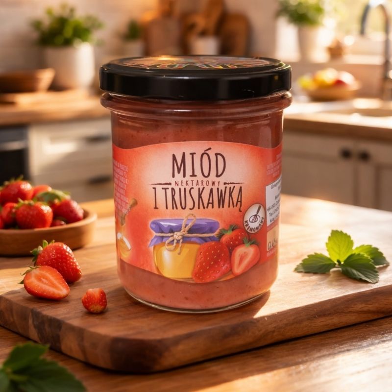 Miód kremowany z truskawką