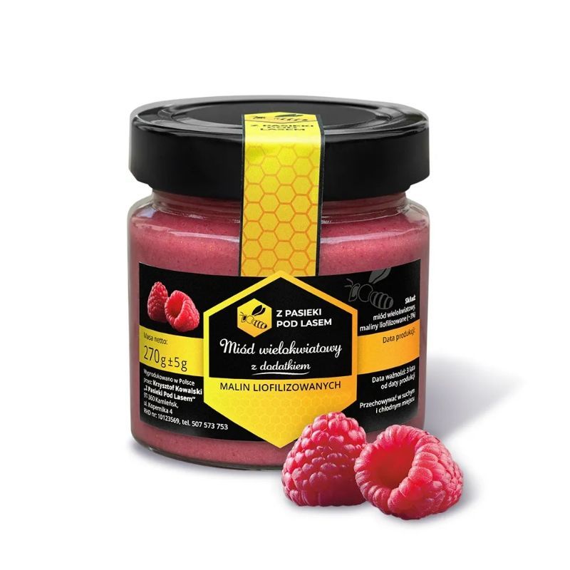 Miód z malinami liofilizowanymi 270 g